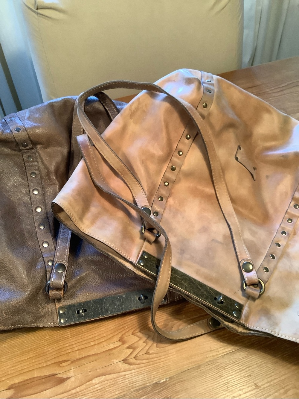 Patricia Nash Benvenuto *PROJECT* Tan & Brown Leather Tote Bags Lot - Picture 2 of 16